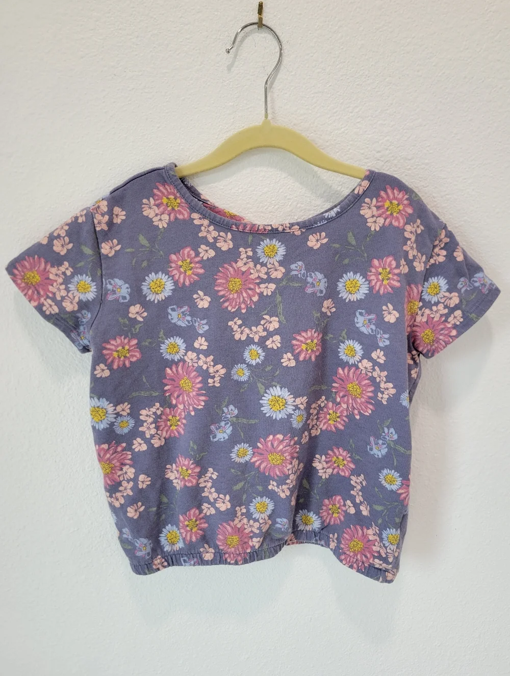 OshKosh B’gosh Girls 10 Blue Floral Tee Sweatshirt Top Cutout Back Cozy‎